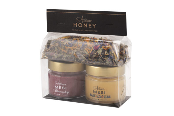 Cellophane gift set with herbal tea