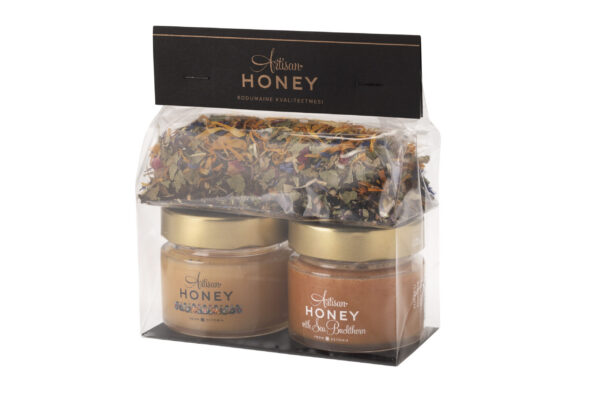 Cellophane gift set with herbal tea