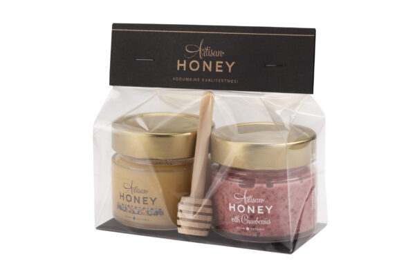 Cellophane gift set 2x100 g Honey and Honey with Cranberries