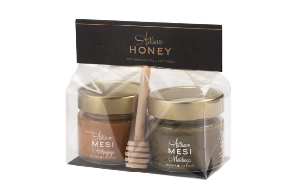 Cellophane gift set with a honey spoon