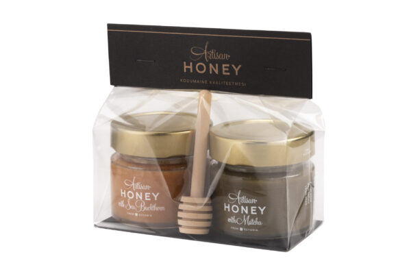 Cellophane gift set with a honey spoon
