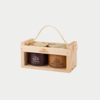 Wooden gift set 2x100 g Honey and Honey with Blueberries