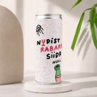 Nudist Rabarber Siidris Null alcohol-free rhubarb cider in a 250 ml white can