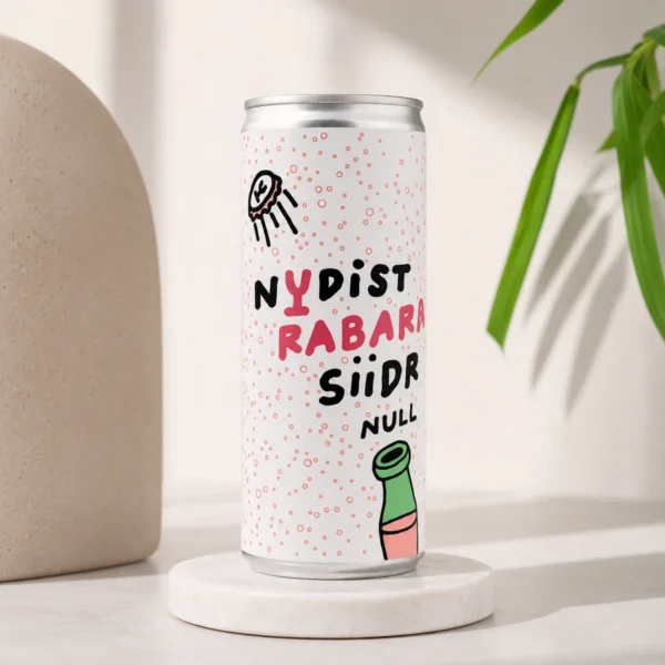 Nudist Rabarber Siidris Null alkoholivaba rabarberisiider 250 ml valges purgis
