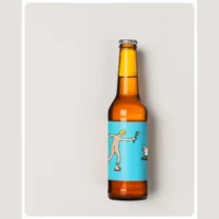 Nudist Mihkel Session IPA pruunis 330 ml pudelis türkiissinise illustreeritud etiketiga