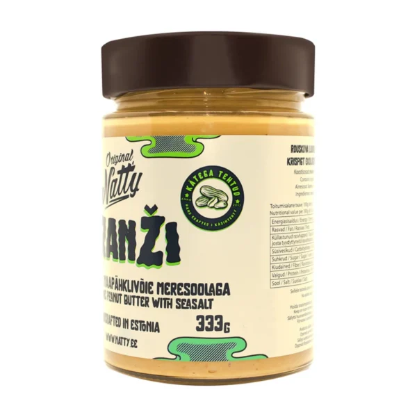 Natty Kranži jar shown at an angle with the side of the label visible