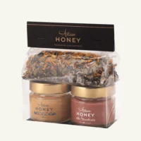 Two-honey and herbal tea gift set 2 × 100 g – blossom honey and honey with strawberries
