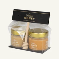 Two-honey gift set with dipper 2 × 100 g – honey with sea buckthorn and honey with lemon and ginger