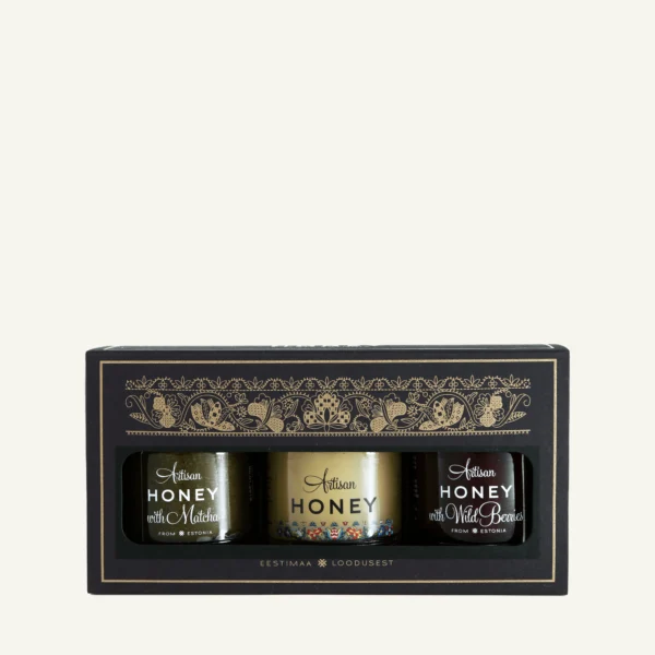 Three-honey gift set in a black box 3 × 50 g – Gift set 2