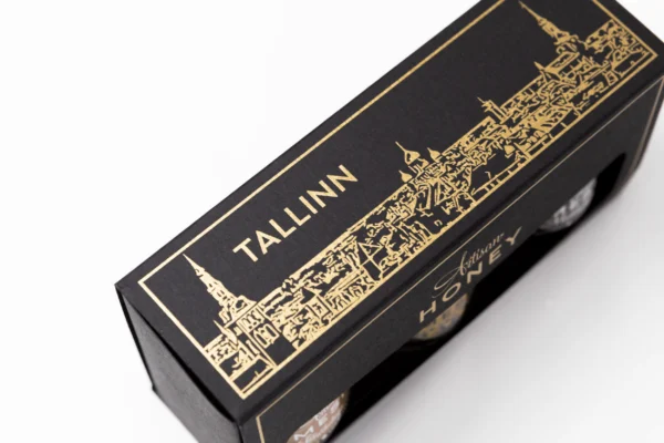 Tallinn honey gift set 3 × 50 g – gold print detail