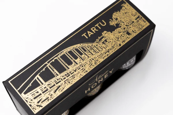 Tartu honey gift set 3 × 50 g – gold print detail