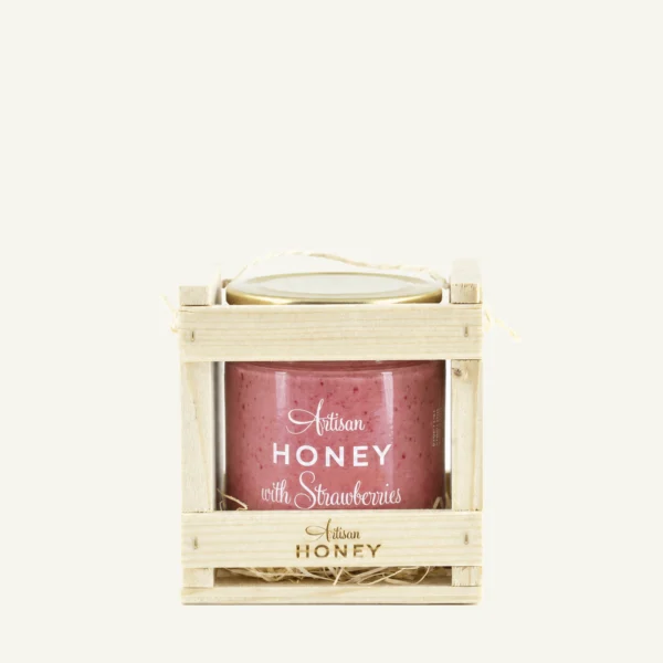 Honey with strawberries 300 g in a wooden gift box