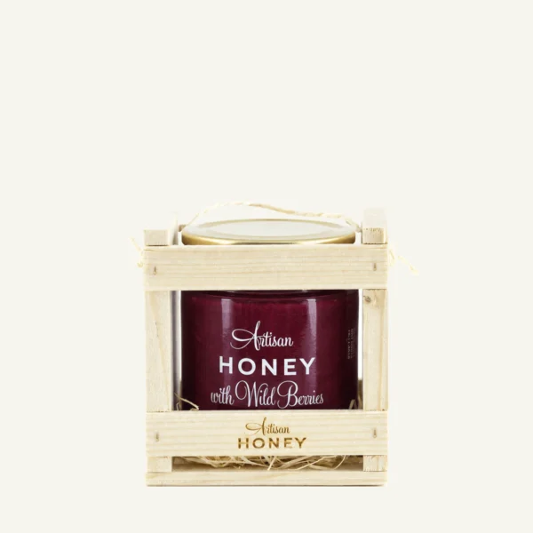 Honey with wild berries 300 g in a wooden gift box
