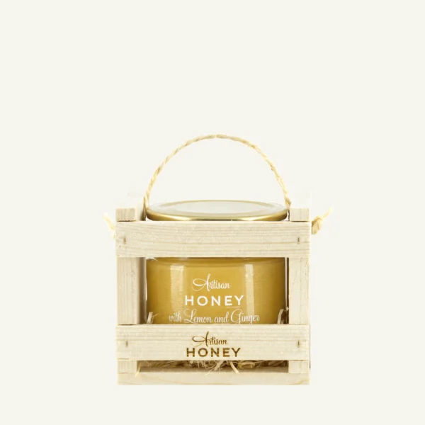 Honey with lemon and ginger 200 g in a wooden gift box