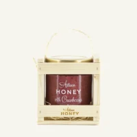 Honey with cranberries 300 g in a wooden gift box