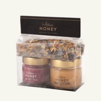 Two-honey and herbal tea gift set 2 × 100 g – blossom honey and honey with wild berries