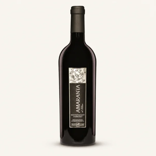 Tenuta Ulisse Montepulciano d’Abruzzo DOP “Amaranta” 750 ml bottle on a warm pale background