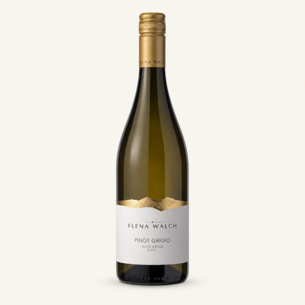 Elena Walch Pinot Grigio Alto Adige DOC 750 ml bottle on a warm pale background